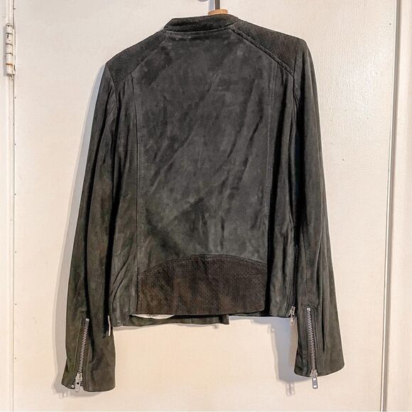 Scotch and Soda Goat Suede Perforated Leather Jacket Black S - Picture 8 of 8